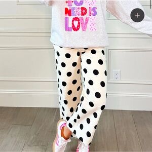 Poppy & Pine BIG POLKA DOT STRETCHY IVORY DENIM PANTS